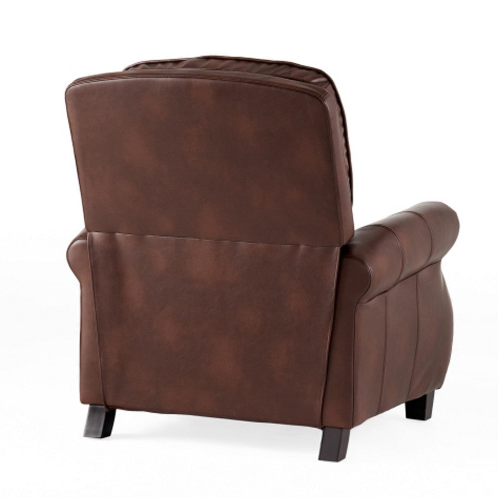 Manual Recliner Chair | Push Back Design | Classic Brown Faux Leather BM335339