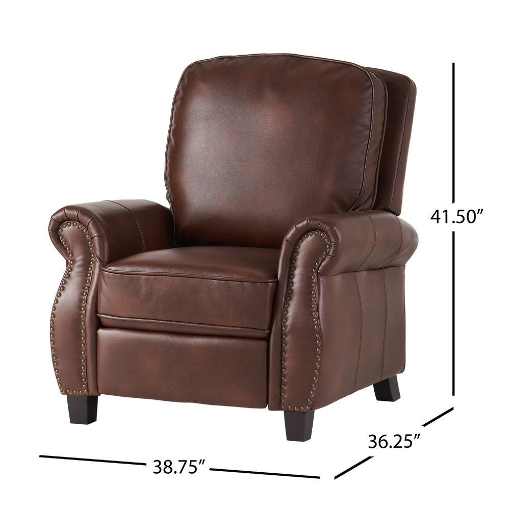 Manual Recliner Chair | Push Back Design | Classic Brown Faux Leather BM335339