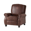 Manual Recliner Chair | Push Back Design | Classic Brown Faux Leather