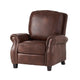 Manual Recliner Chair | Push Back Design | Classic Brown Faux Leather