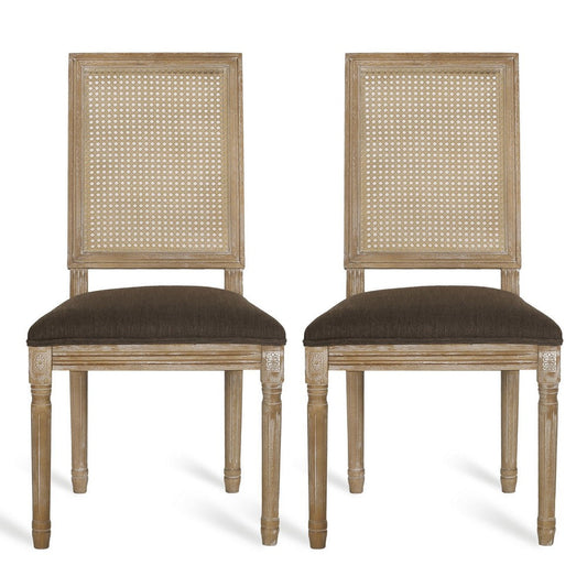 Viba Dining Chair Set of 2 | Cane | Dark & Light Weathered Brown Wood