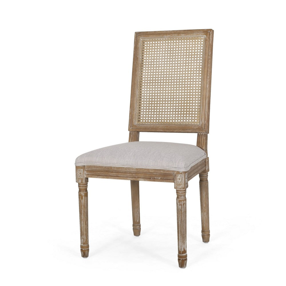 Viba Dining Chair Set of 2 | Gray | Cane | Light Weathered Brown Wood
