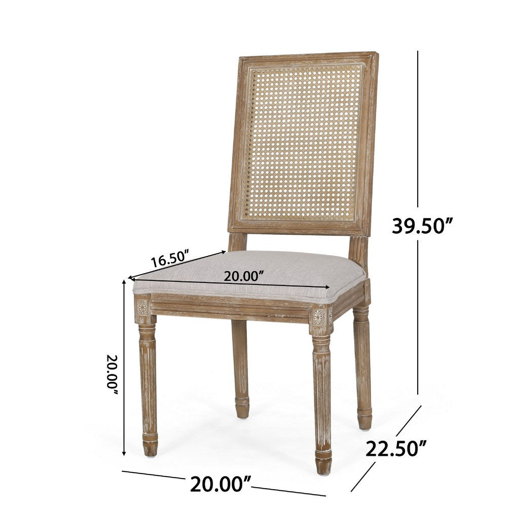 Viba Dining Chair Set of 2 | Gray | Cane | Light Weathered Brown Wood BM335342