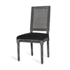 Marsie Dining Chair Set of 2 | Black Fabric | Wood Frame Cane Backrest