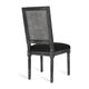 Marsie Dining Chair Set of 2 | Black Fabric | Wood Frame Cane Backrest