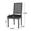 Marsie Dining Chair Set of 2 | Black Fabric | Wood Frame Cane Backrest