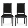 Kevin Dining Chair Set of 2 | Black Fabric Padded Seat | Wood Frame