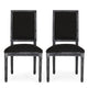 Kevin Dining Chair Set of 2 | Black Fabric Padded Seat | Wood Frame