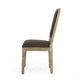 Kevin Dining Chair Set of 2 | Brown Fabric Padded Seat | Natural Wood