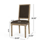 Kevin Dining Chair Set of 2 | Brown Fabric Padded Seat | Natural Wood