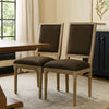 Kevin Dining Chair Set of 2 | Brown Fabric Padded Seat | Natural Wood