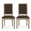Kevin Dining Chair Set of 2 | Brown Fabric Padded Seat | Natural Wood