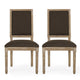 Kevin Dining Chair Set of 2 | Brown Fabric Padded Seat | Natural Wood