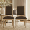 Kevin Dining Chair Set of 2 | Brown Fabric Padded Seat | Natural Wood