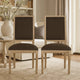 Kevin Dining Chair Set of 2 | Brown Fabric Padded Seat | Natural Wood