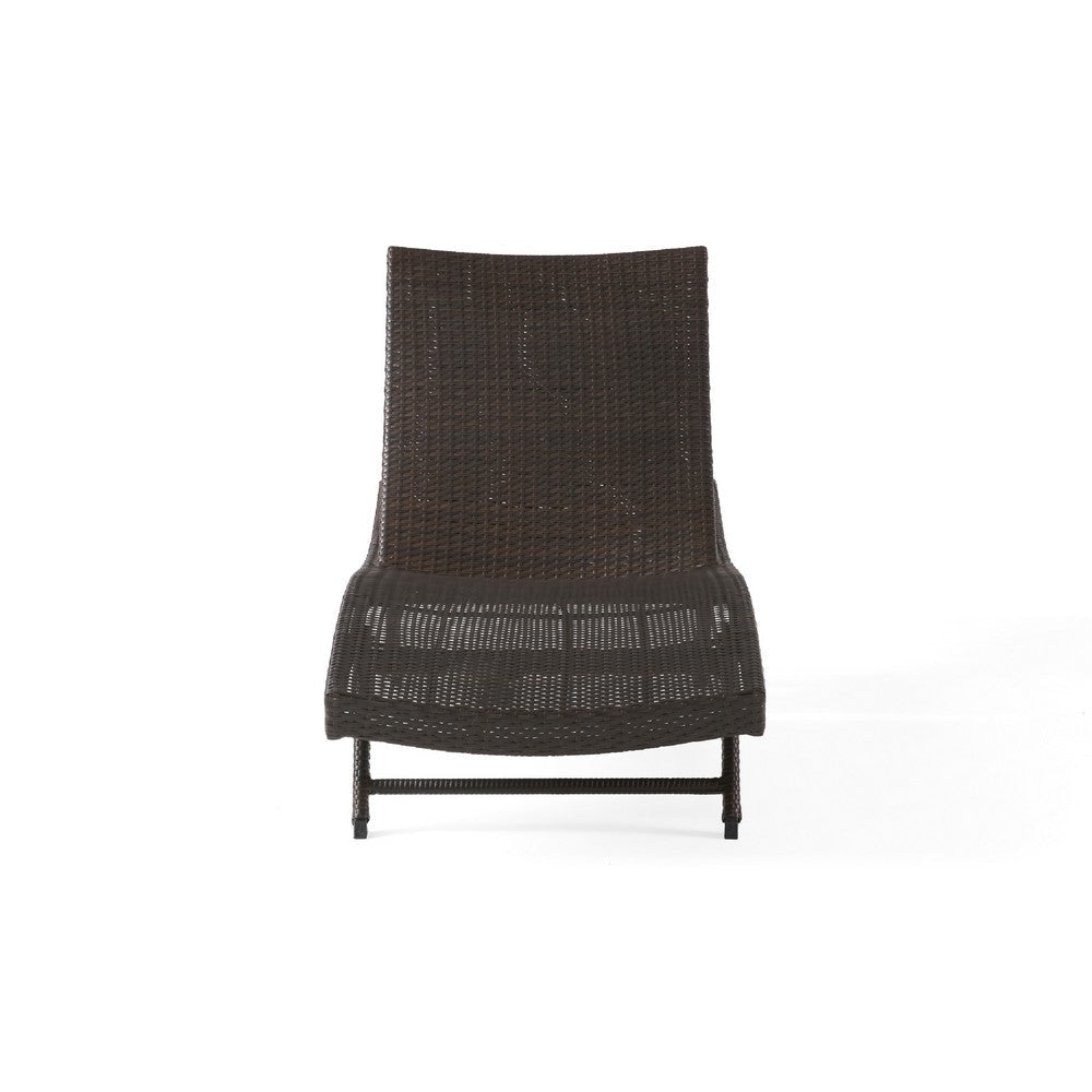 Stela Outdoor Chaise Lounger| Dark Brown Rattan | Metal Frame | 79’’ BM335348