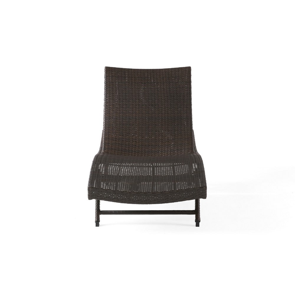 Stela Outdoor Chaise Lounger| Dark Brown Rattan | Metal Frame | 79"