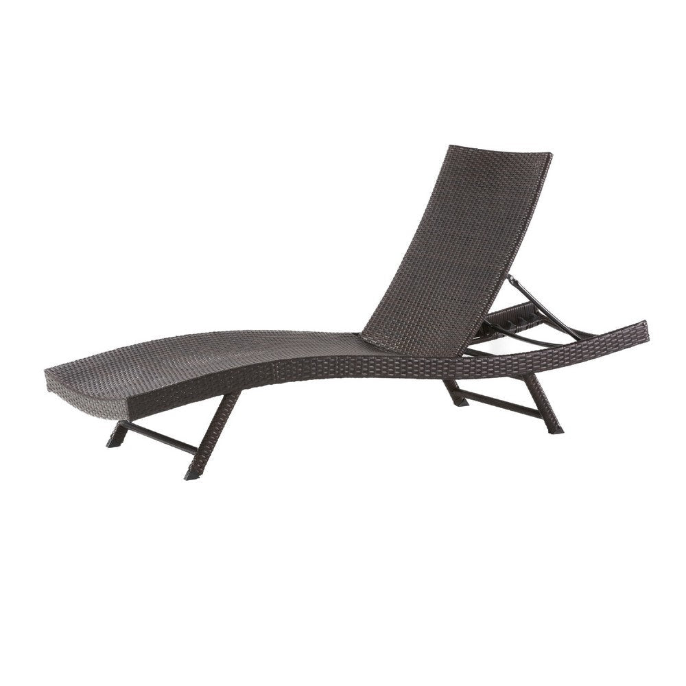 Stela Outdoor Chaise Lounger| Dark Brown Rattan | Metal Frame | 79’’ BM335348