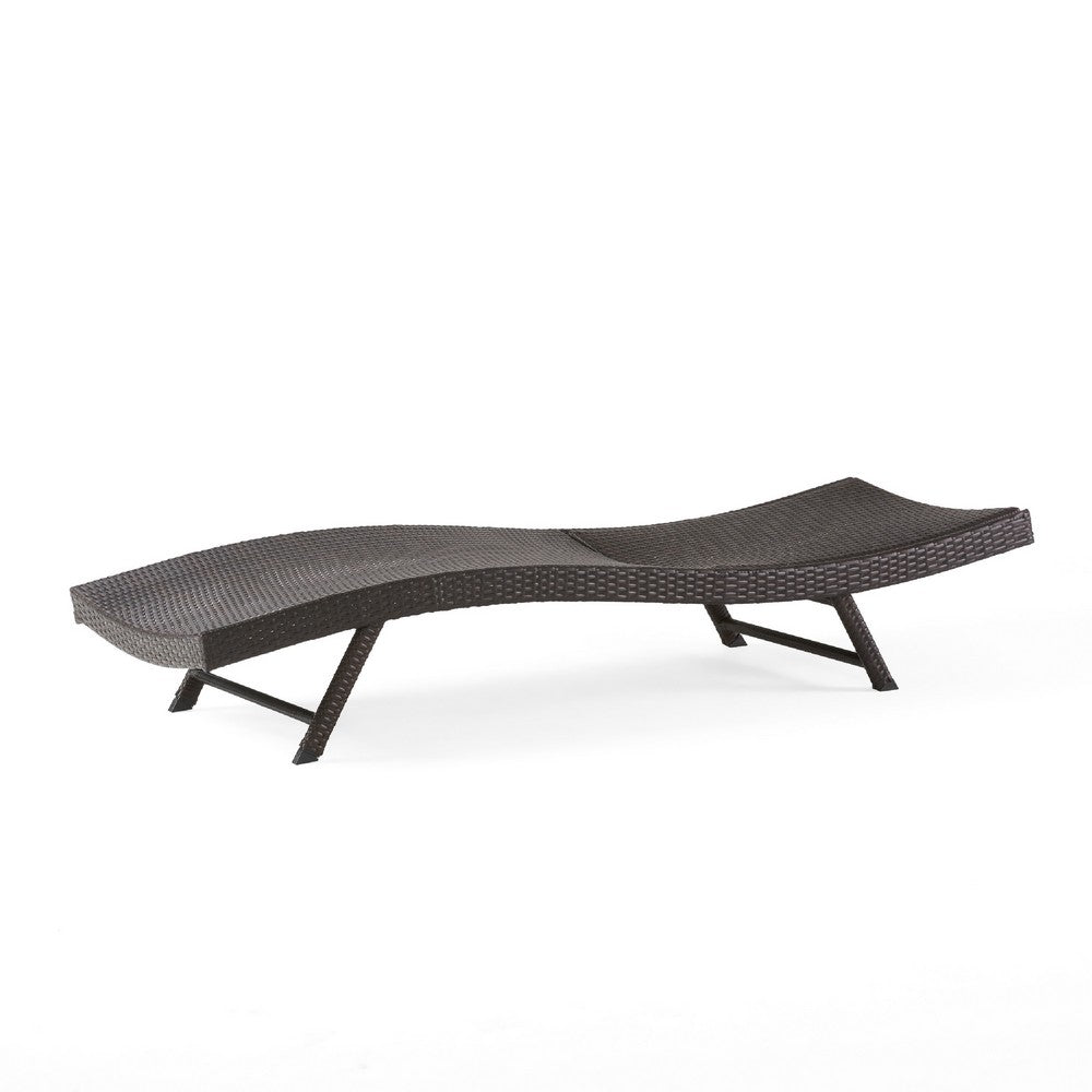 Stela Outdoor Chaise Lounger| Dark Brown Rattan | Metal Frame | 79"