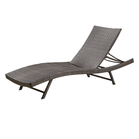 Stela Outdoor Chaise Lounger| Dark Brown Rattan | Metal Frame | 79"