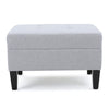 Ottoman | Light Gray Soft Cushioned Fabric | Black Wood Legs | 29’’ BM335349