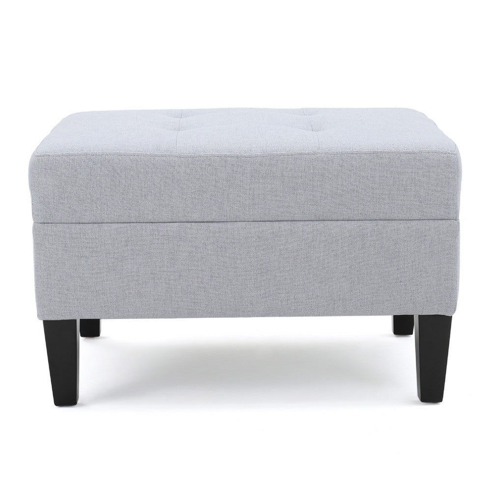 Ottoman | Light Gray Soft Cushioned Fabric | Black Wood Legs | 29’’ BM335349