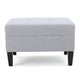 Ottoman | Light Gray Soft Cushioned Fabric | Black Wood Legs | 29’’ BM335349