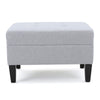 Ottoman | Light Gray Soft Cushioned Fabric | Black Wood Legs | 29"