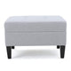Ottoman | Light Gray Soft Cushioned Fabric | Black Wood Legs | 29"