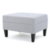 Ottoman | Light Gray Soft Cushioned Fabric | Black Wood Legs | 29"