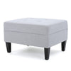 Ottoman | Light Gray Soft Cushioned Fabric | Black Wood Legs | 29’’ BM335349