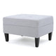Ottoman | Light Gray Soft Cushioned Fabric | Black Wood Legs | 29’’ BM335349