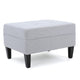 Ottoman | Light Gray Soft Cushioned Fabric | Black Wood Legs | 29"