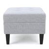 Ottoman | Light Gray Soft Cushioned Fabric | Black Wood Legs | 29’’ BM335349