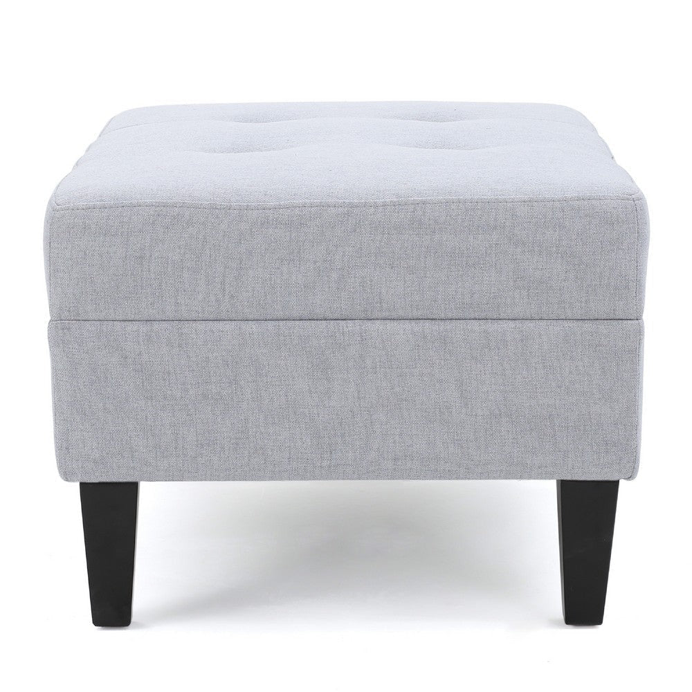 Ottoman | Light Gray Soft Cushioned Fabric | Black Wood Legs | 29’’ BM335349