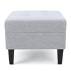 Ottoman | Light Gray Soft Cushioned Fabric | Black Wood Legs | 29"