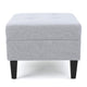 Ottoman | Light Gray Soft Cushioned Fabric | Black Wood Legs | 29"
