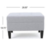 Ottoman | Light Gray Soft Cushioned Fabric | Black Wood Legs | 29"