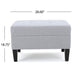 Ottoman | Light Gray Soft Cushioned Fabric | Black Wood Legs | 29"