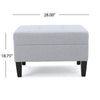Ottoman | Light Gray Soft Cushioned Fabric | Black Wood Legs | 29’’ BM335349