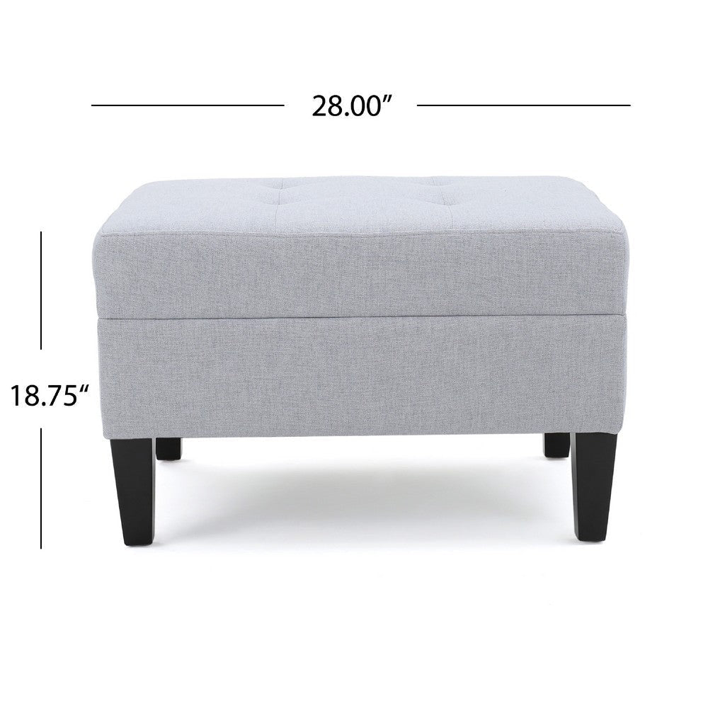 Ottoman | Light Gray Soft Cushioned Fabric | Black Wood Legs | 29’’ BM335349