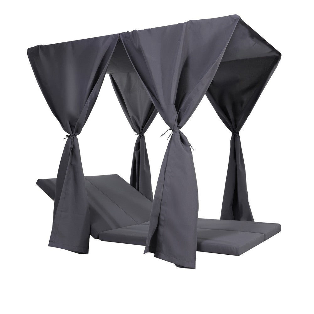 Yavi Outdoor Cushion and Curtains for Daybed | Dark Gray Fabric 79"