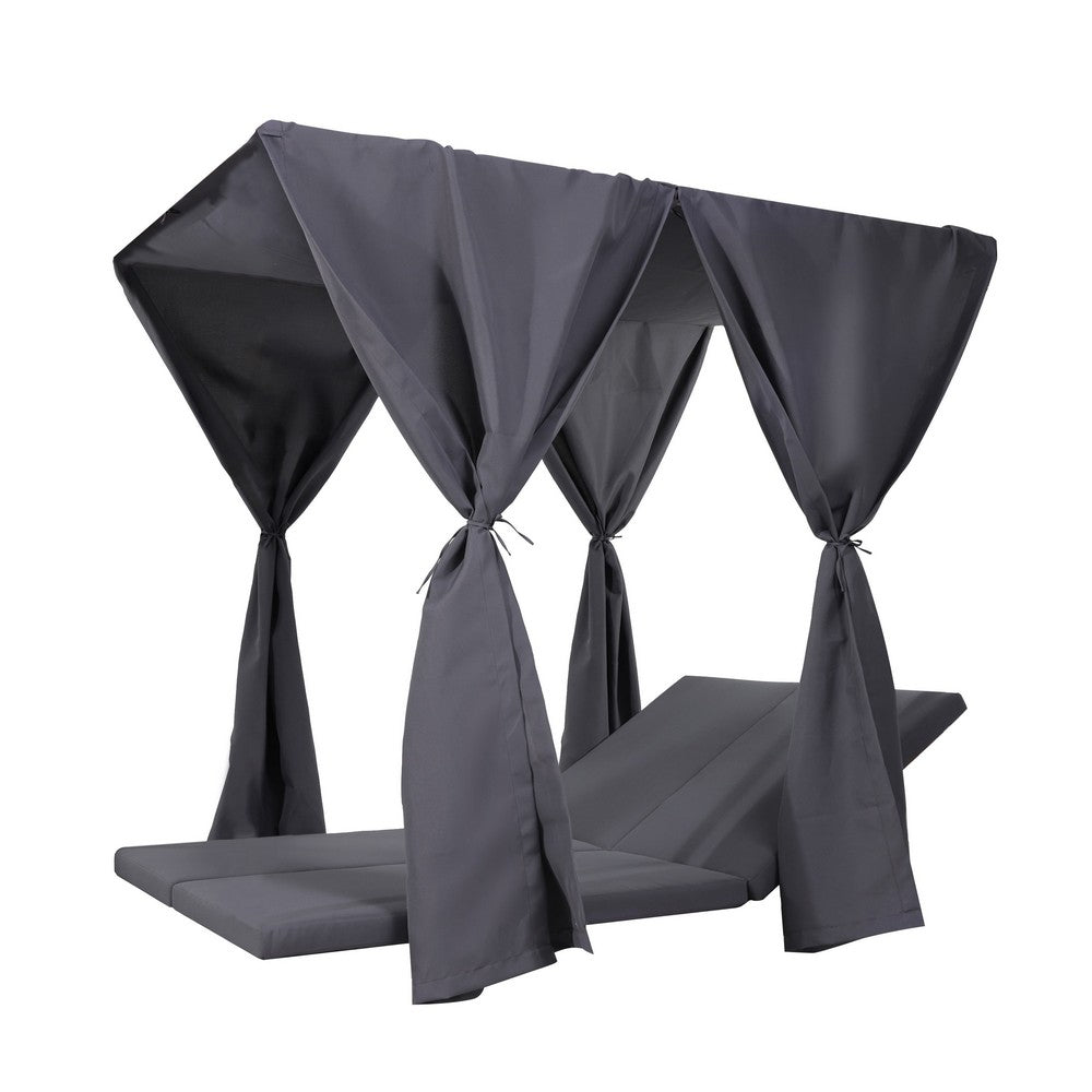 Yavi Outdoor Cushion and Curtains for Daybed | Dark Gray Fabric 79"