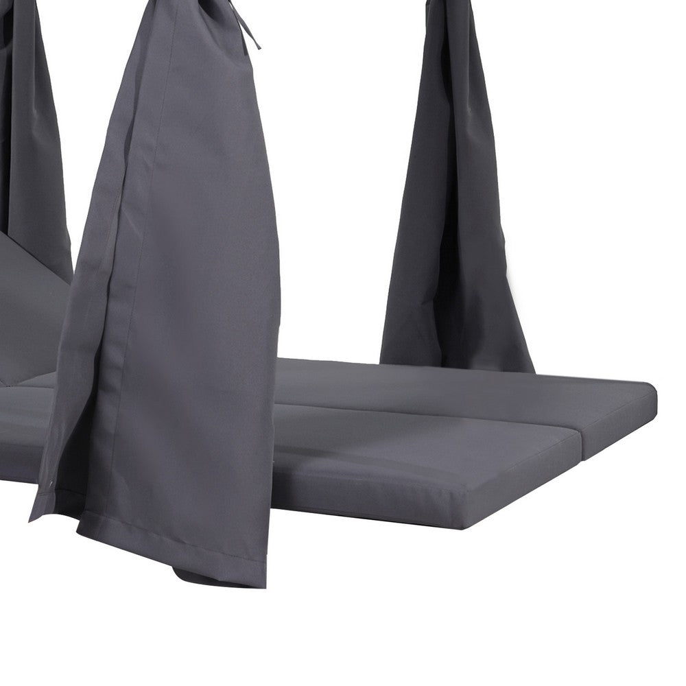 Yavi Outdoor Cushion and Curtains for Daybed | Dark Gray Fabric 79"
