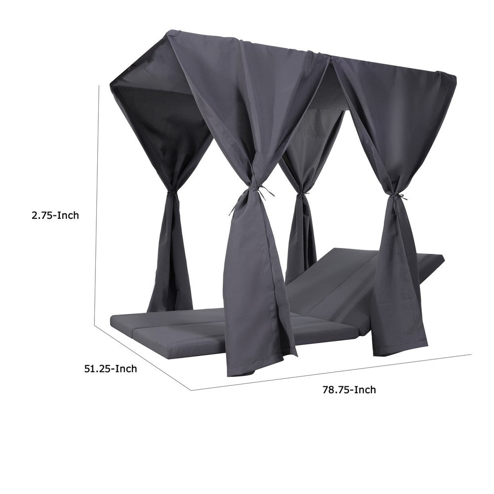 Yavi Outdoor Cushion and Curtains for Daybed | Dark Gray Fabric 79"