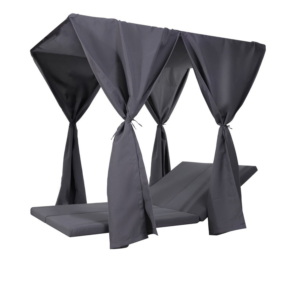 Yavi Outdoor Cushion and Curtains for Daybed | Dark Gray Fabric 79"