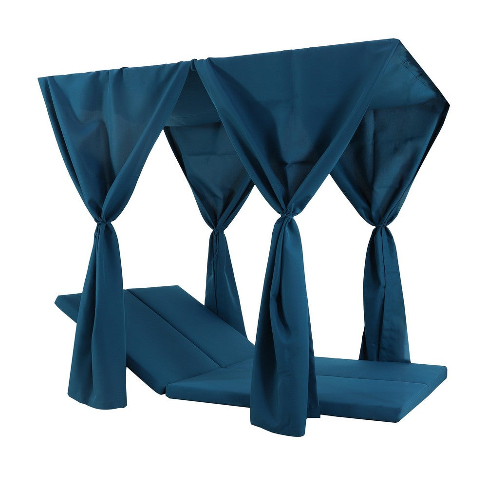 Yavi Outdoor Cushion and Curtains for Daybed | Dark Blue Fabric 79"