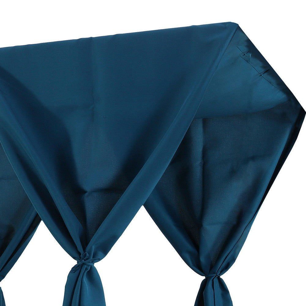 Yavi Outdoor Cushion and Curtains for Daybed | Dark Blue Fabric 79"