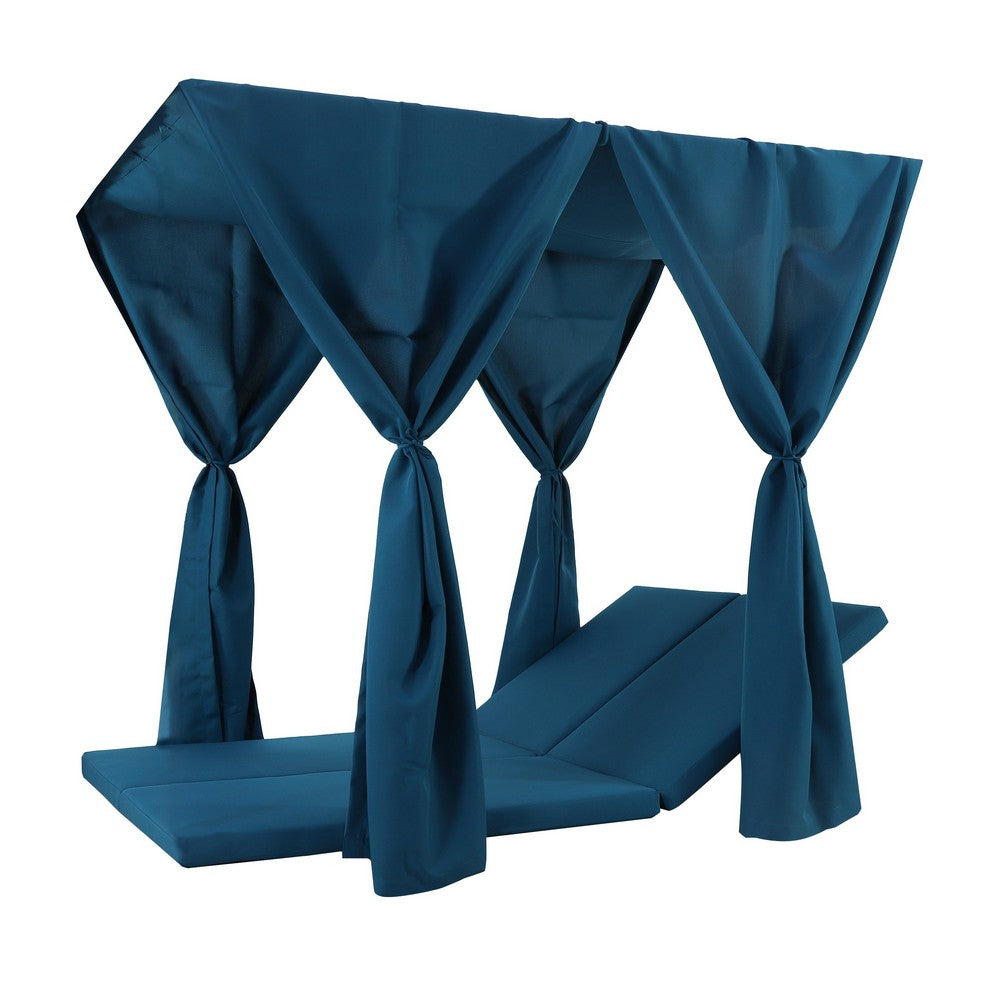 Yavi Outdoor Cushion and Curtains for Daybed | Dark Blue Fabric 79"
