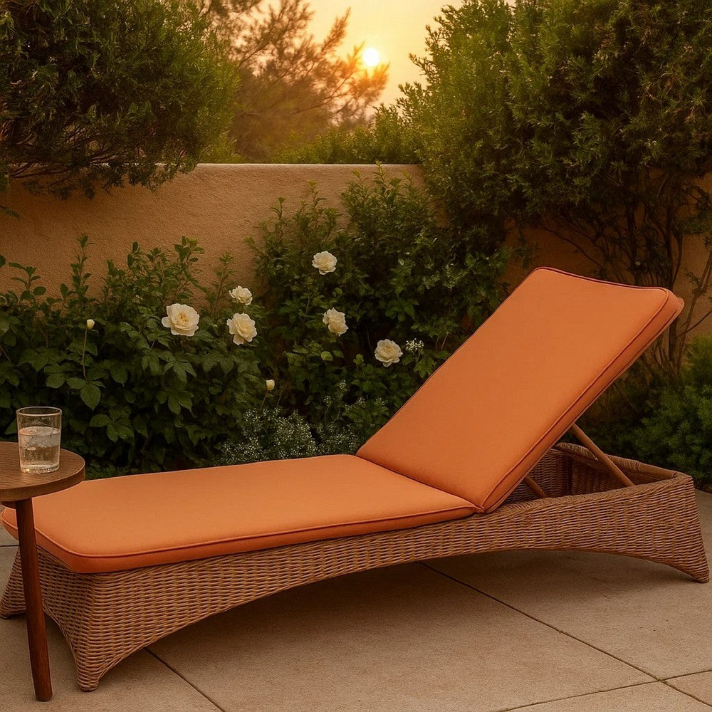 Pina Cushion for Outdoor Chaise Lounger | Waterproof Orange | 79"